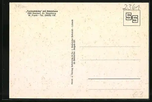 AK Seedorf /Kr. Segeberg, Turmschänke mit Gästehaus, M. Frank