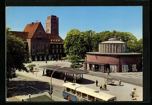 AK Delmenhorst, Markt mit Rathaus und Markthalle