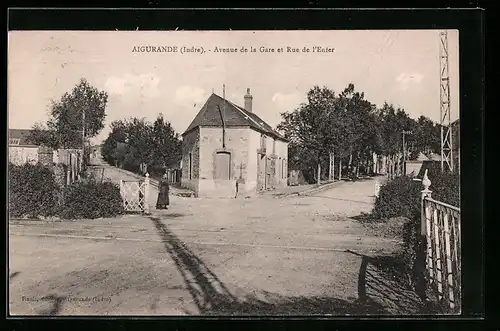 AK Aigurande, Avenue de la Gare et Rue de l`Enter