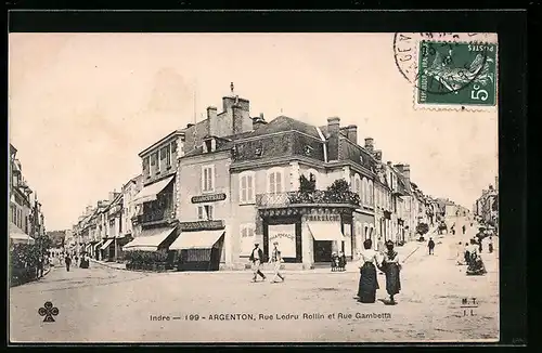 AK Argenton, Rue Ledru Rollin et Rue Gambetta, Strassenpartien