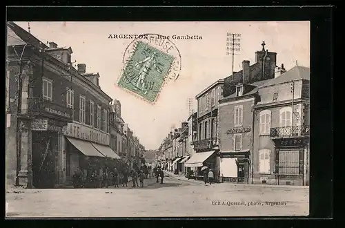 AK Argenton, Rue Gambetta, Strassenpartie