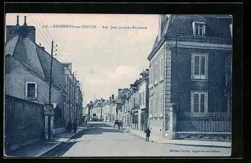 AK Argenton-sur-Creuse, Rue Jean-Jacques-Rousseau, Strassenpartie