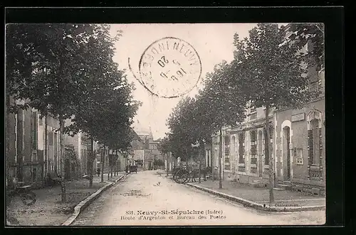 AK Neuvy-St-Sépulchre, Route d`Argenton et Bureau des Postes