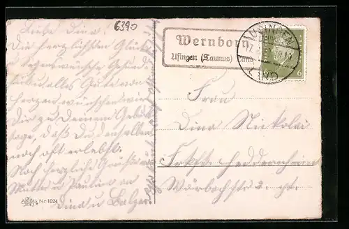 AK Landpoststempel Wernborn, Usingen /Taunus Land
