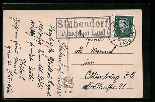 AK Landpoststempel Stübendorf, Patschkau Land