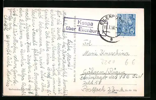 AK Landpoststempel Kospa über Eilenburg