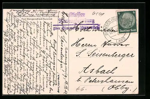 AK Landpoststempel Kloster Ravengiersburg über Simmern /Hunsrück