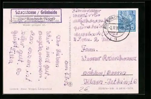 AK Landpoststempel Schnarrtanne /Grünheide über Auerbach /Vogtl.