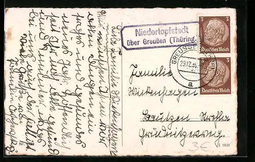 AK Landpoststempel Niedertopfstedt über Greussen /Thüring.