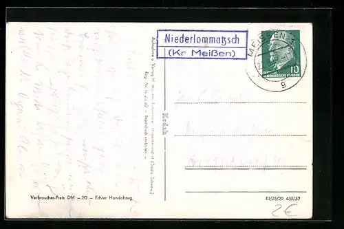 AK Landpoststempel Niederlommatzsch, Kr. Meissen
