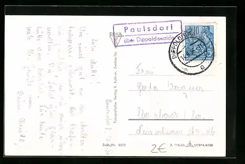 AK Landpoststempel Paulsdorf über Dippoldiswalde