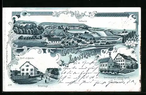Lithographie Lautrach, Totalansicht, Handlung Riedmiller, Kretinenanstalt Schloss Deybach