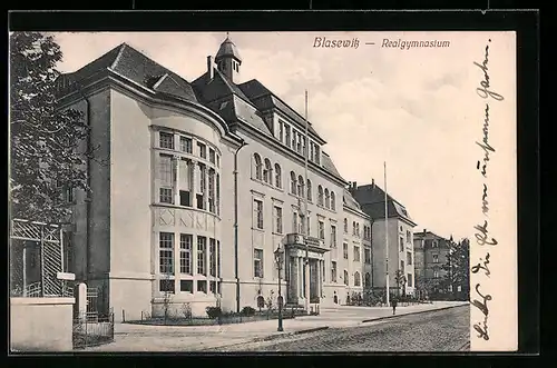 AK Dresden-Blasewitz, Realgymnasium mit Strasse