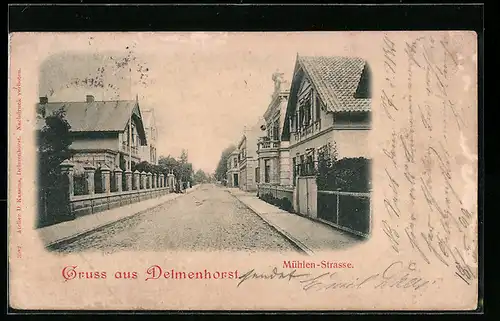 AK Delmenhorst, Mühlen-Strasse mit Passanten