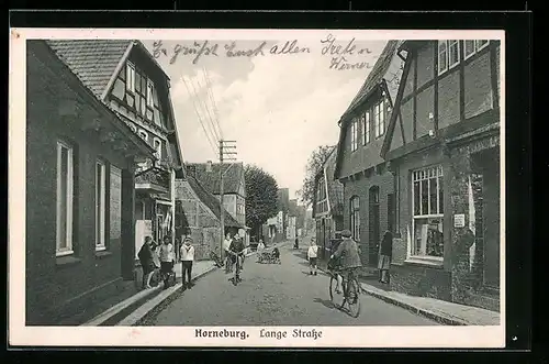 AK Horneburg, Lange Strasse mit Geschäften