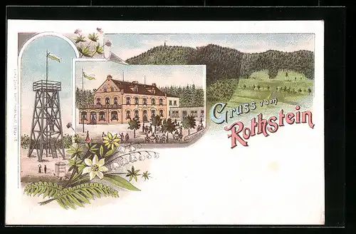 Lithographie Rothstein, Restaurant, Aussichtsturm, Panorama