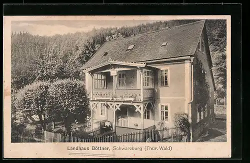 AK Schwarzburg /Thür. Wald, Hotel Landhaus Böttner mit Garten