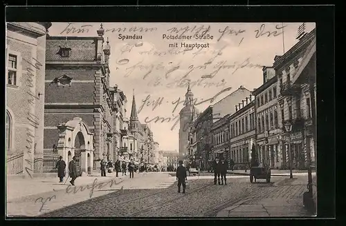 AK Spandau, Potsdamer Strasse mit Hauptpost