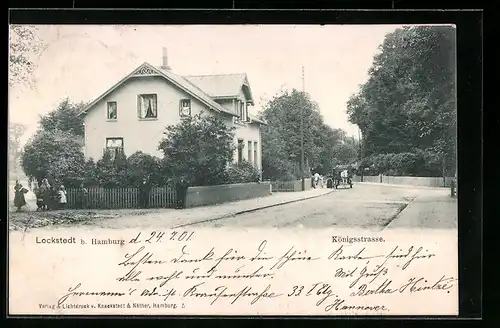 AK Lokstedt b. Hamburg, Königsstrasse mit Passanten
