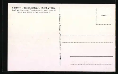 AK Diesbar /Elbe, Gasthof Rosengarten, Innenansichten, Garten