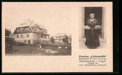 AK Oberbärenburg i. Erzgeb., Pension Lichtenhöh von Paula Friese