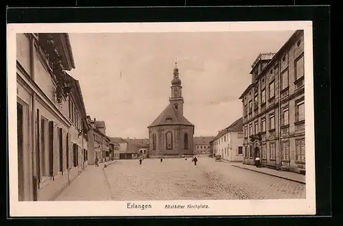 AK Erlangen, Altstädter Kirchplatz mit Kirche