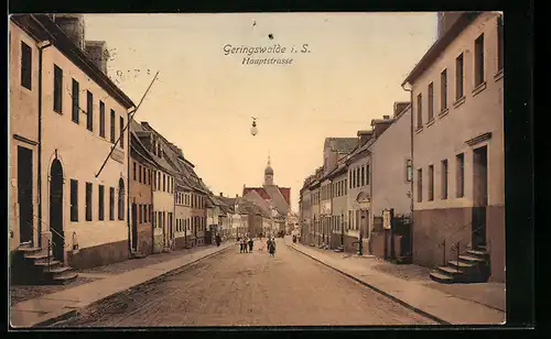 AK Geringswalde i. Sa., Abendstimmung in der Hauptstrasse