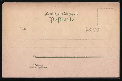 Lithographie Minden a. d. Weser, Marktplatz mit Rathaus, Bahnhof, Dom
