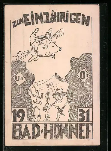 Künstler-AK Bad-Honnef, Zum Einjährigen 1931, Absolvia