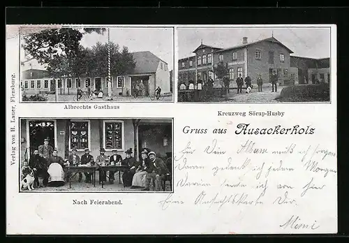 AK Ausackerholz, Albrechts Gasthaus, Innenansicht, Strasse Kreuzweg Sörup-Husby