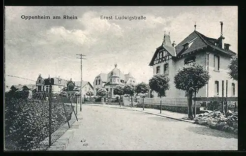 AK Oppenheim a. Rhein, Ernst-Ludwigstrasse mit Villen