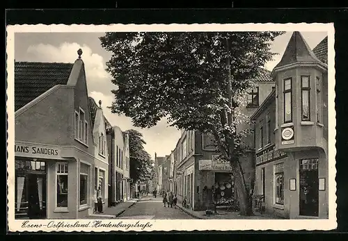 AK Esens /Ostfriesl., Hindenburgstrasse mit Geschäften