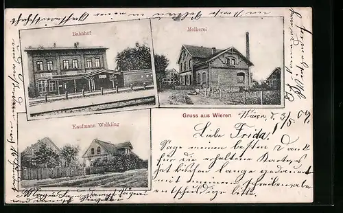 AK Wieren, Bahnhof, Molkerei, Kaufmannshaus