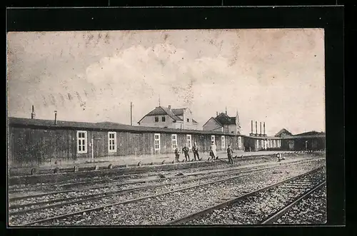 AK Apolda, Kriegsverpflegungsanstalt mit Bahnschienen