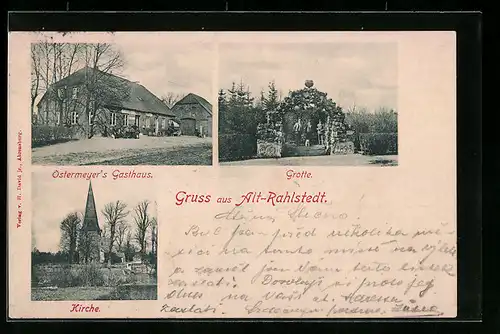 AK Hamburg-Rahlstedt, Kirche, Ostermeyers Gasthaus, Grotte