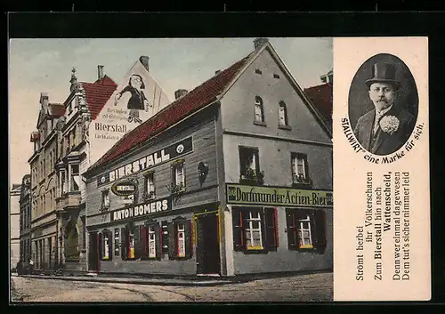 AK Wattenscheid, Gasthaus Bierstall, Bes.: A. Bomers, Hagenstrasse 6-8