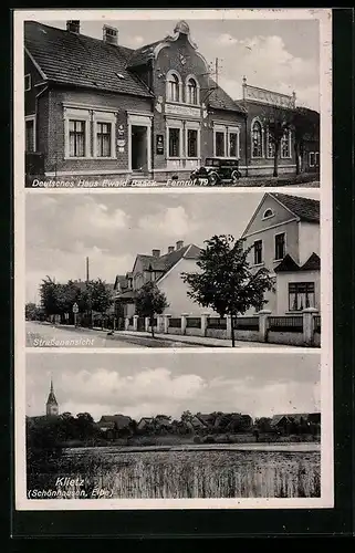 AK Klietz /Elbe, Ortsansicht, Deutsches Haus, Inh.: Ewald Baack, Strassenansicht