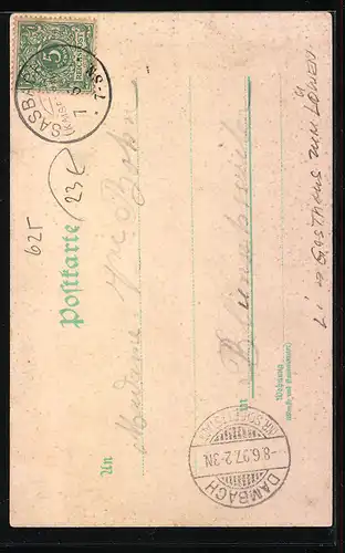 Lithographie Limburg, Ortsansicht, Gasthaus zum Löwen