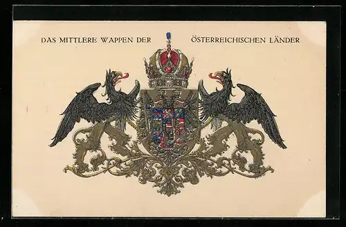 AK Rotes Kreuz Nr. 285: Das mittlere Wappen der Österreichischen Länder, Kriegsfürsorge