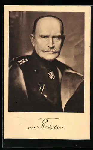 AK Heerführer von Beseler, Portrait in Uniform mit Mantel