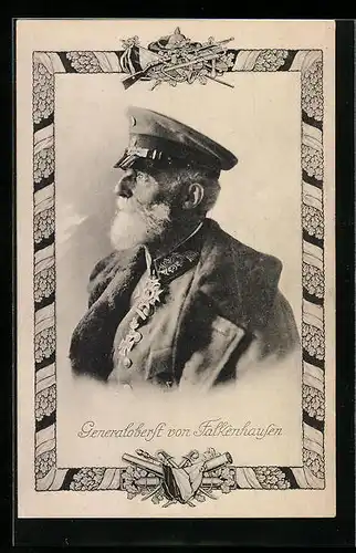 AK Heerführer Generaloberst von Falkenhausen in Uniform, Wappen