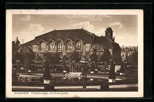 AK Mannheim, Friedrichsplatz mit Rosengarten