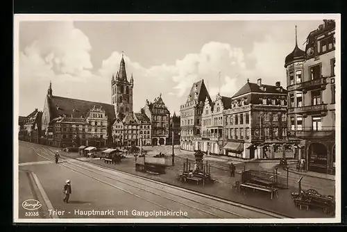 AK Trier, Hauptmarkt mit Gangolphskirche