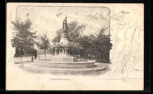 AK Trier, Balduinsbrunnen im Sommer