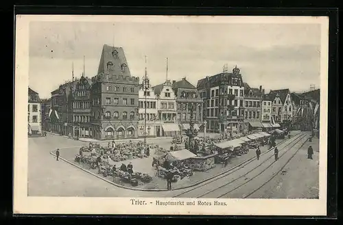 AK Trier, Hauptmarkt und Rotes Haus