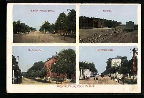 AK Zeithain, Truppen-Uebungsplatz, Bahnhof, Kaiser Wilhelm-Strasse