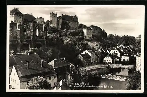 AK Bautzen i. Sa., Blick nach Ruine und unterem Schloss