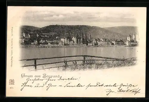 AK Boppard, Ortsansicht mit Gewässer