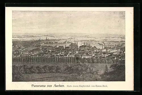 Künstler-AK Aachen, Panorama, Nach einem Kupferstich von Ramm-Beck