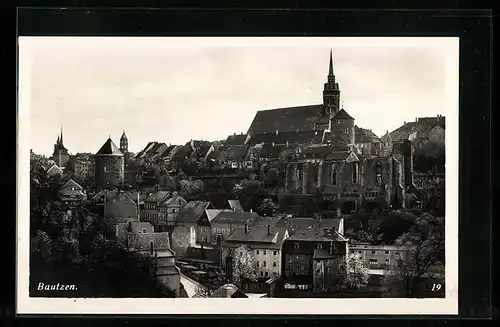 AK Bautzen, Ortspartie mit Kirche